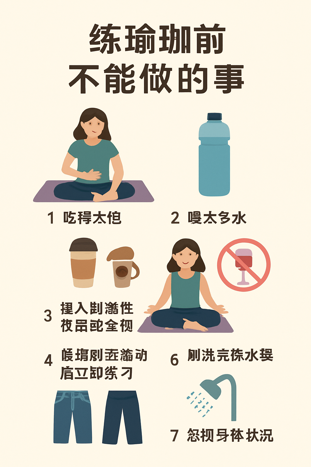 练习瑜珈前不能做的事
