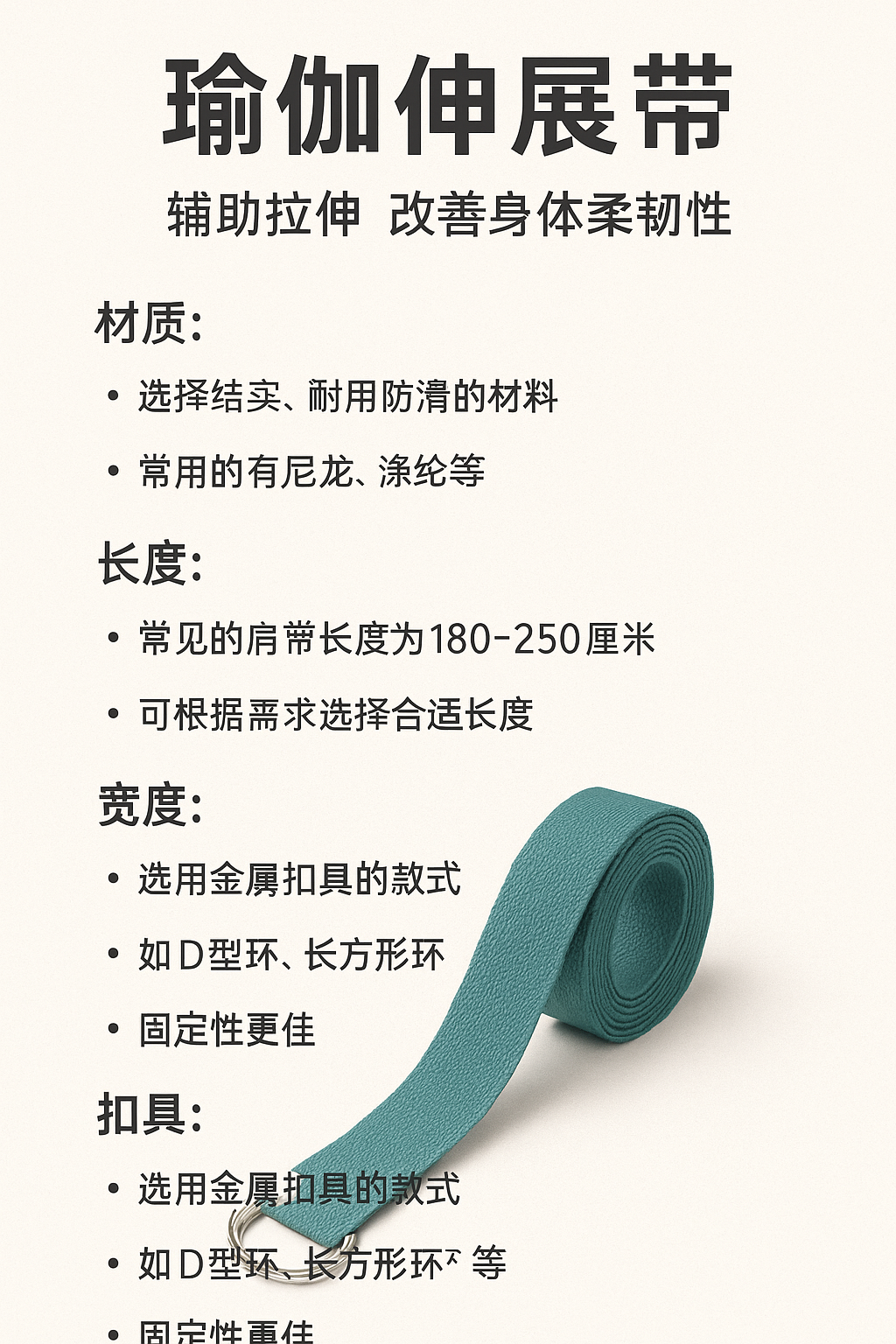 瑜伽练习必备工具清单:助你安全、有效又舒适地练习 5 瑜伽伸展带(Yoga Strap)