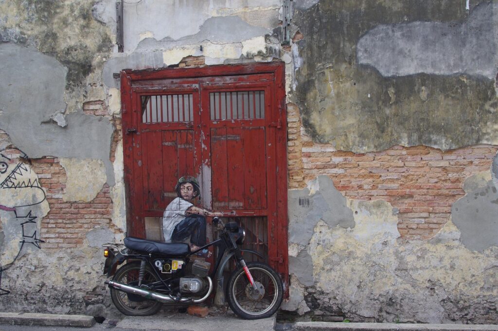 槟城壁画｜小孩骑摩托（Kids on Motorcycle）街头艺术
